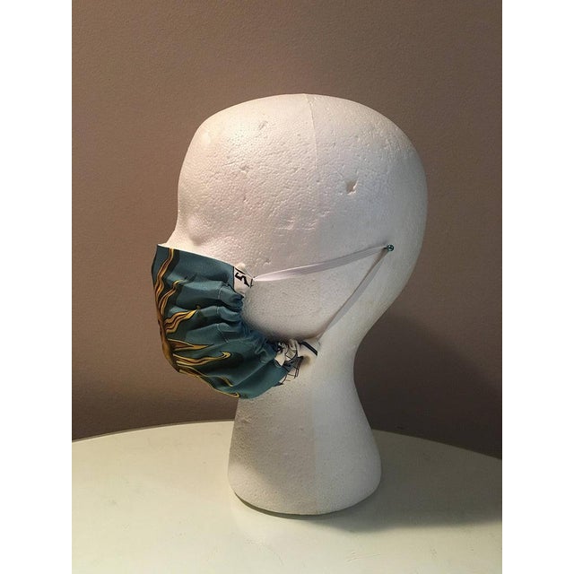 1960s Handmade Hermes Vintage Dies et Hore Sun Silk Scarf Masque For Sale - Image 5 of 9