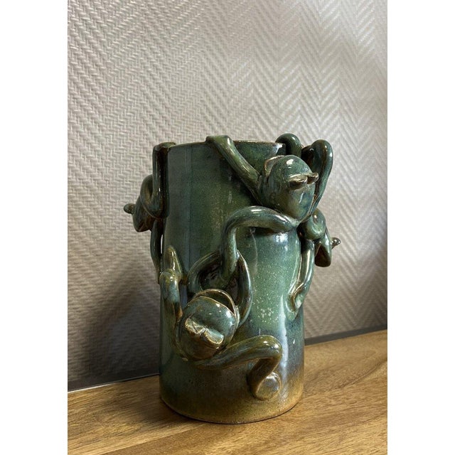 Ceramic Vintage Vase with Relief Frogs, 1940s For Sale - Image 7 of 7