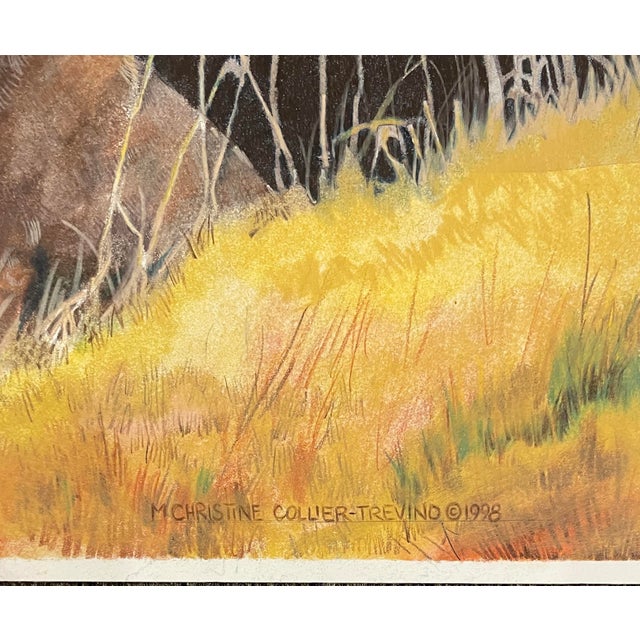 Kansas artist Christine Collier-Trevino, dog in landscape, mixed media on heavy paper, signed and dated lower right....