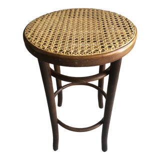 Vintage Cane Wicker Stool For Sale