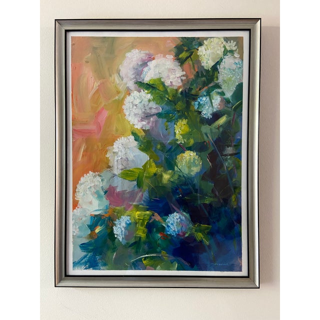 Contemporary Botanical Acrylic Painting of a Viburnum by Marina