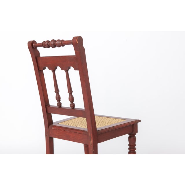 Vintage Belgian Turned Chair with Rattan Seat, 1940s For Sale - Image 6 of 12