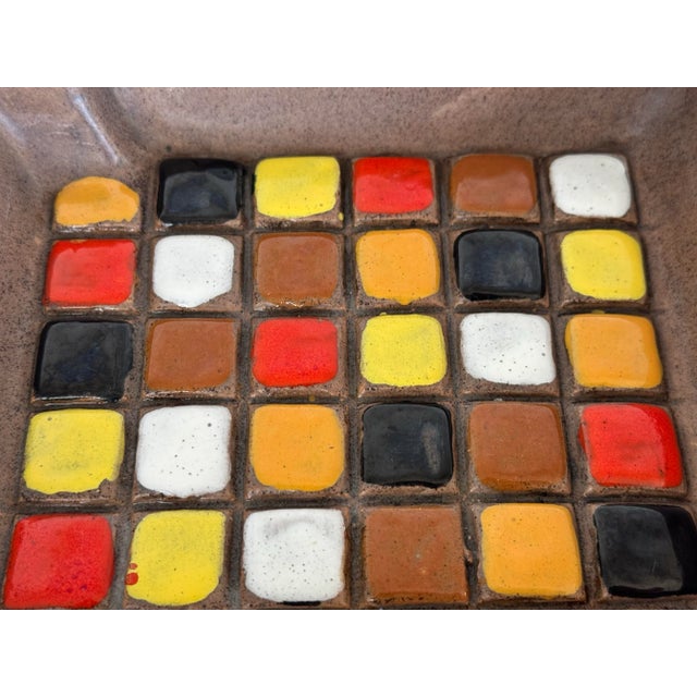 Bitossi Vintage 1960s Aldo Londi Bitossi Multi-Color Square Ceramic Ashtray For Sale - Image 4 of 7