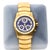 Vintage Cartier Ronde Santos 18K yellow gold quartz chronograph watch featuring a striking blue dial with white subdials,...