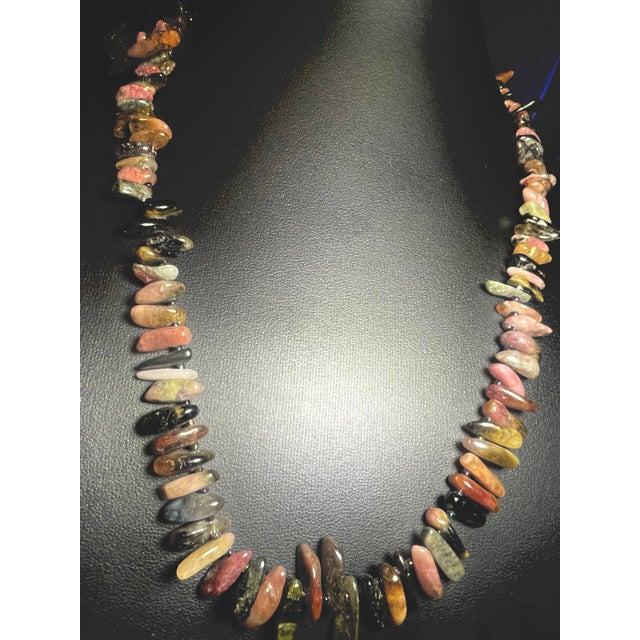Gemstone Rainbow Tourmaline graduated stick shape, 21 inches in length, with l 925 Sterling Silver lobster clasp. October...