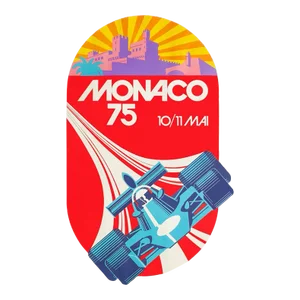 1975 Monaco Grand Prix Automobile 1990s Lithograph Poster Reissue