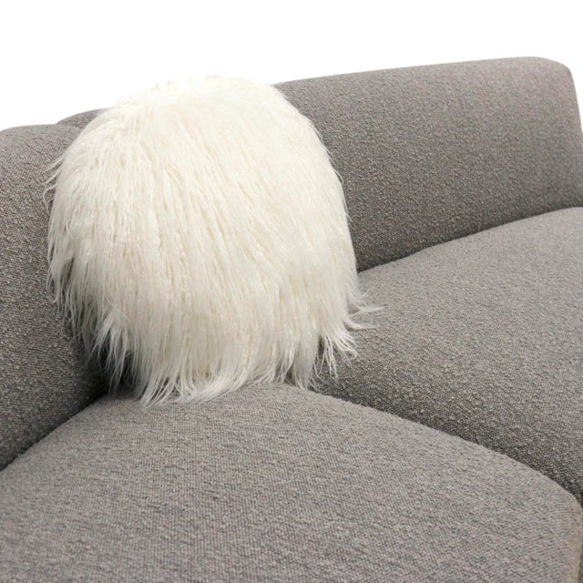 Pasargad Home Portfino Modern Sofa With 2 Fur Pillows For Sale In New York - Image 6 of 11