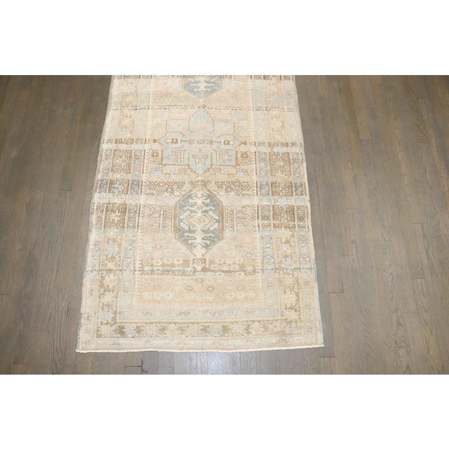 Gray Neutral Persian Heriz Karadja Runner rug no. j5323 For Sale - Image 8 of 9