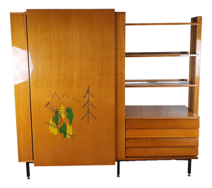 Milanese Bookcase in Beech, 1950s