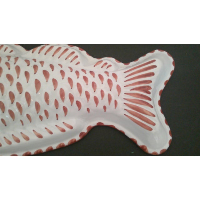 Mid-Century Modern Bassano Abc Ceramiche Italy Rust White Decorative Fish Mold Decor Vintage 1960s For Sale - Image 3 of 10