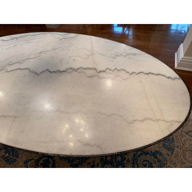 Arhaus Meridian White Marble Top Oval Dining Table For Sale - Image 10 of 12