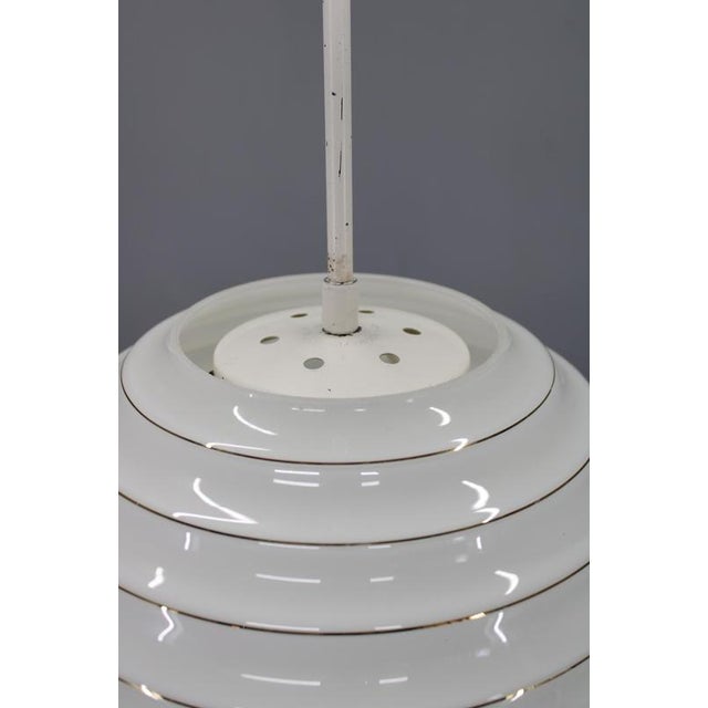 1950s Vintage Brass Pendant Light with Opaline Glass Diffuser, 1950s For Sale - Image 5 of 16