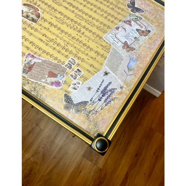 Early 20th Century Refurbished Accent Table With Gilt-Style Gold Detailing and Decoupage Surfaces For Sale - Image 4 of 10