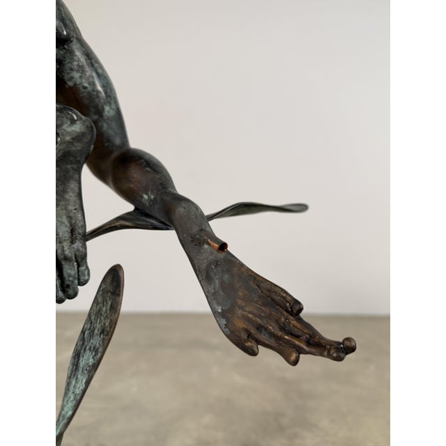 Large Jumping Frog Fountain Sculpture – Hand Cast Bronze Garden Accent, 32” Tall For Sale - Image 10 of 10
