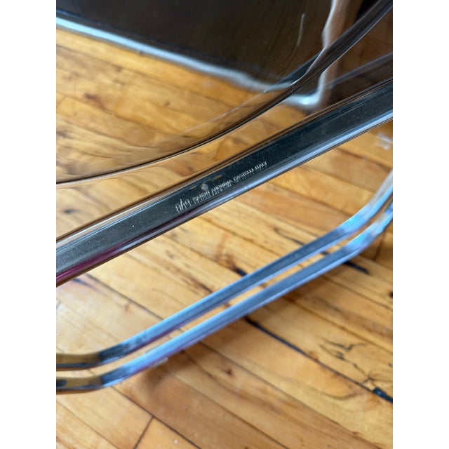 Silver 1970s Plia Folding Chair by Castelli Color Smoke Distributed by Krueger Stamped and Labeled For Sale - Image 8 of 8