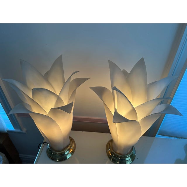 Rougier 1980 Palm Leaves Table Lamps Rougier Style - a Pair For Sale - Image 4 of 9