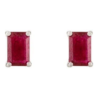 1.16ct Pigeon Red Ruby Prong Set Earrings in 14k Gold July Birthstone- 2 Pieces For Sale