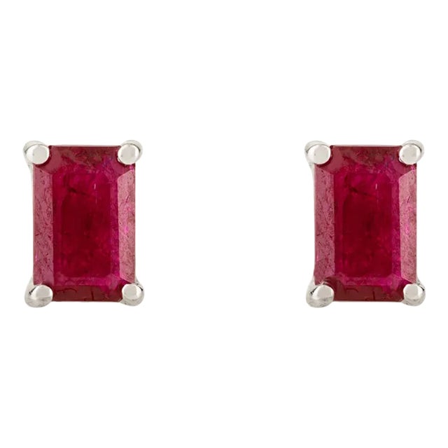 1.16ct Pigeon Red Ruby Prong Set Earrings in 14k Gold July Birthstone- 2 Pieces For Sale