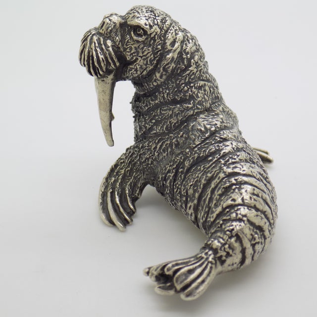 Large Vintage Italian Silver 800 Walrus Sculpture by Mario Cerruti, Arezzo, 1950s For Sale - Image 4 of 13