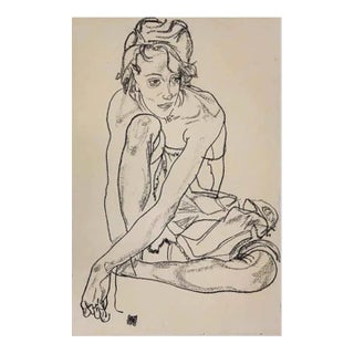 Egon Schiele Lithograph 63 Woman Crouching 1968* For Sale