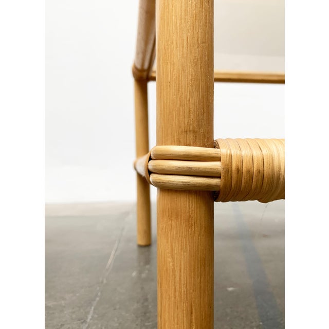 Wood Vintage Bamboo and Glass Side Tables, 1970s, Set of 2 For Sale - Image 7 of 18