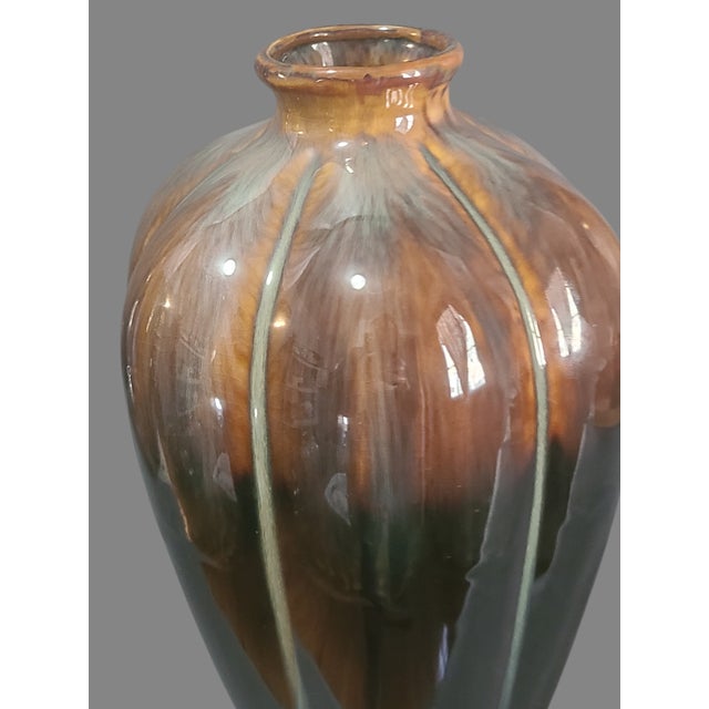 Mid-Century Modern Vintage Mid-Century Modern Glazed Art Pottery Earthtone Vase For Sale - Image 3 of 8