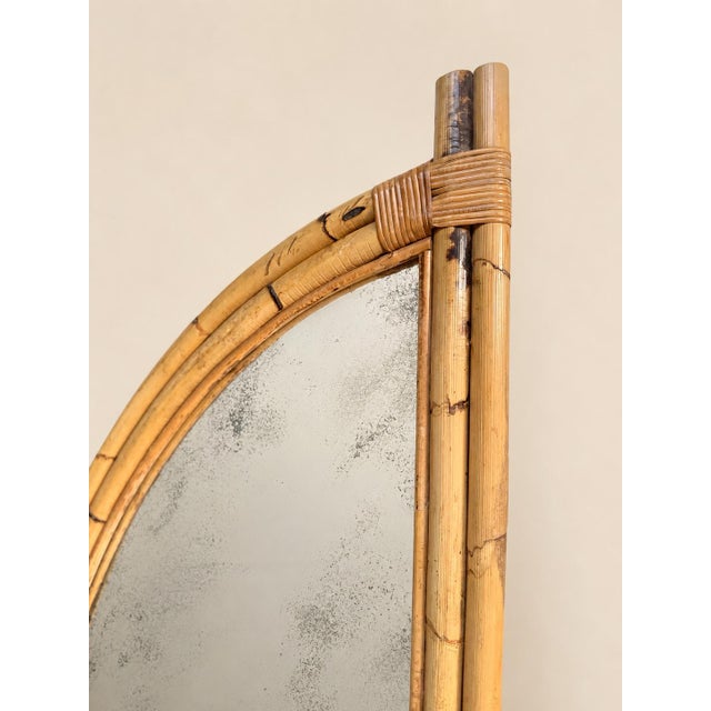 Large Italian Bamboo and Rattan Asymmetrical Arch Mirrors, 1970s, Set of 2 For Sale - Image 6 of 8