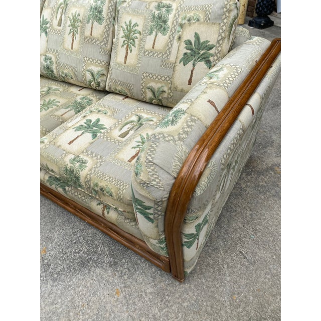 Bamboo Sofa With Palm Tree Upholstery Chairish