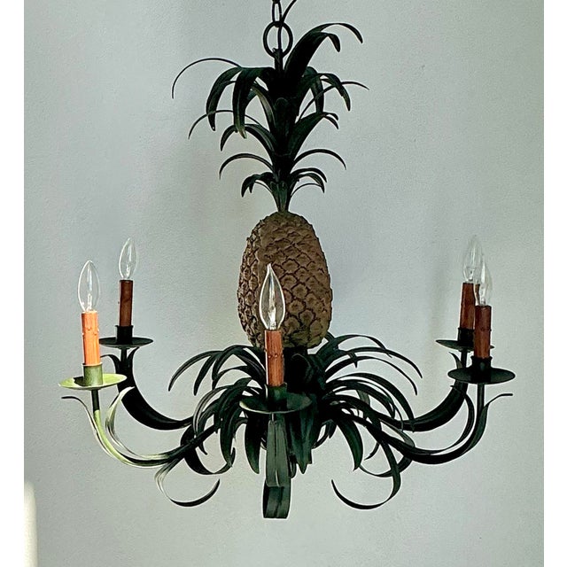 Vintage Tole Pineapple Chandelier For Sale In West Palm - Image 6 of 12