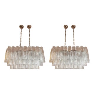 Pair of Murano Glass Clear Star Chandelier | 72 Tubes For Sale