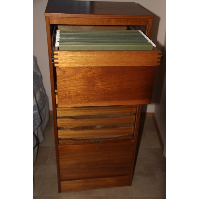 Danish Teak Filing With Tambour Door & Locking Key Chairish