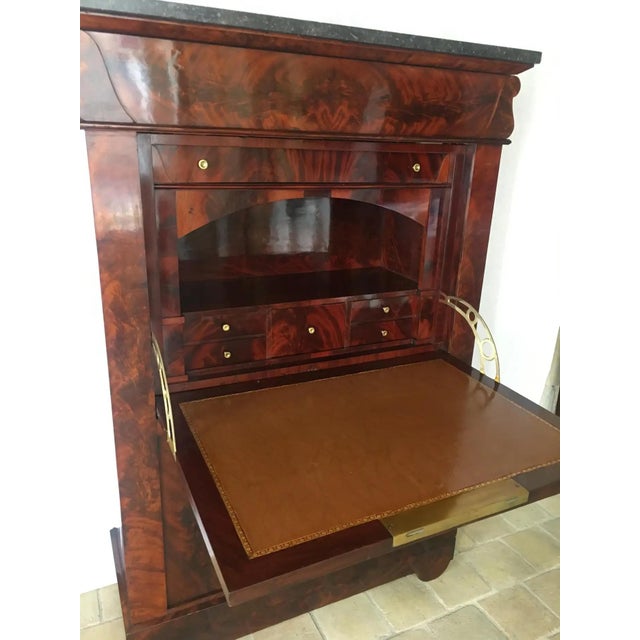 Early 19th Century Early 19th Century French Empire Flame Mahogany Drop Front Secretary Desk For Sale - Image 5 of 12