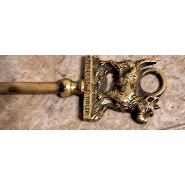 midcentury brass dog Aberdeen terrier outdoor roasting 3prong large vintage 1960s fork