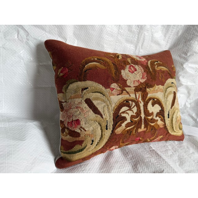 1850s French Aubusson Floral Tapestry Pillow For Sale - Image 4 of 7