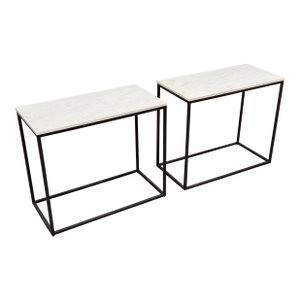 Pottery Barn Delaney Rectangular Marble End Tables, Pair