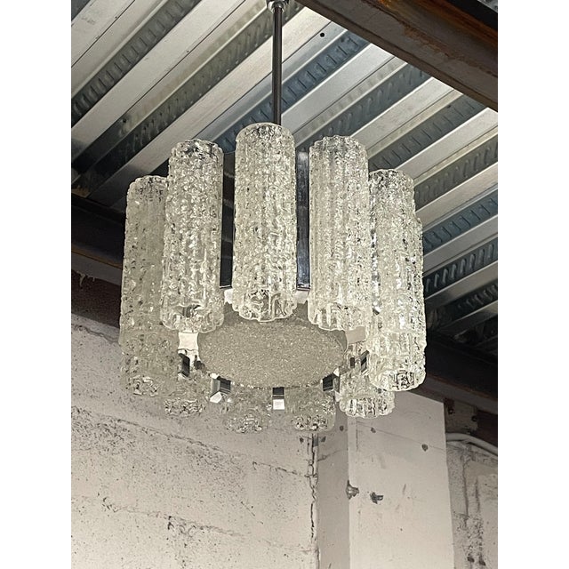 Mid-Century Modern Hanging Light with Murano Tubulars from Doria Leuchten, 1960s For Sale - Image 3 of 18