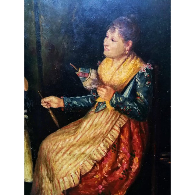 Balle, Bourgeois Scene with a Cat, Oil Painting For Sale - Image 4 of 10