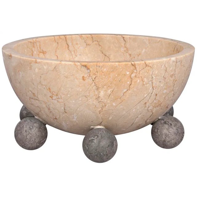 Noir Bala Bowl, White Marble For Sale - Image 4 of 9