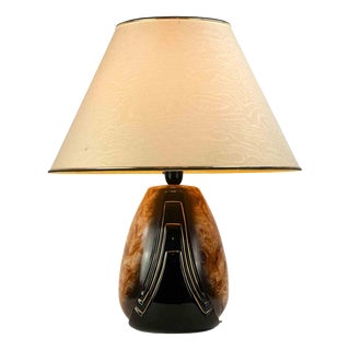 Vintage Art Deco Ceramic and Metal Table Lamp, Italy, 1970s For Sale