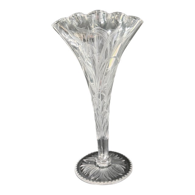 Art Nouveau Stevens & Williams Cut Crystal Tulipiere For Sale