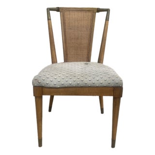 Mid Century Modern Bert England Forward Trend Cane and Brass Accented Dining Chairs, 1950 For Sale