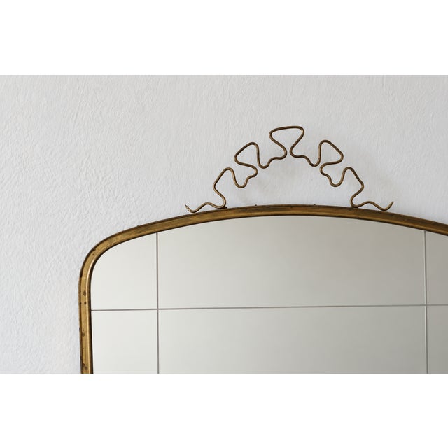 Mid-Century Modern Large Mid-Century Modern Wall Mirror with Brass Crown from Münchner Zierspiegel For Sale - Image 3 of 6