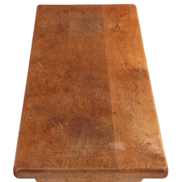French Brutalist Style Gouged Carved Oak Coffee Table, C. 1960 For Sale - Image 4 of 4