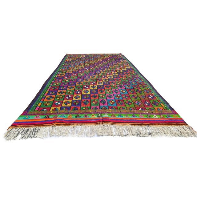 Textile Vintage Turkish Traditional Kilim Rug For Sale - Image 7 of 11
