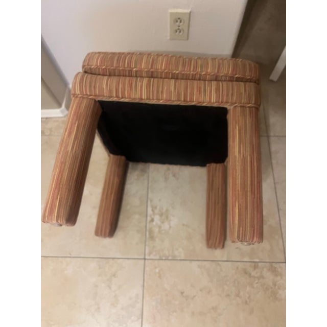 Milo Baughman Pair of Mid Century Modern Parsons Style Upholstered Ottomans/ Stools For Sale - Image 4 of 12