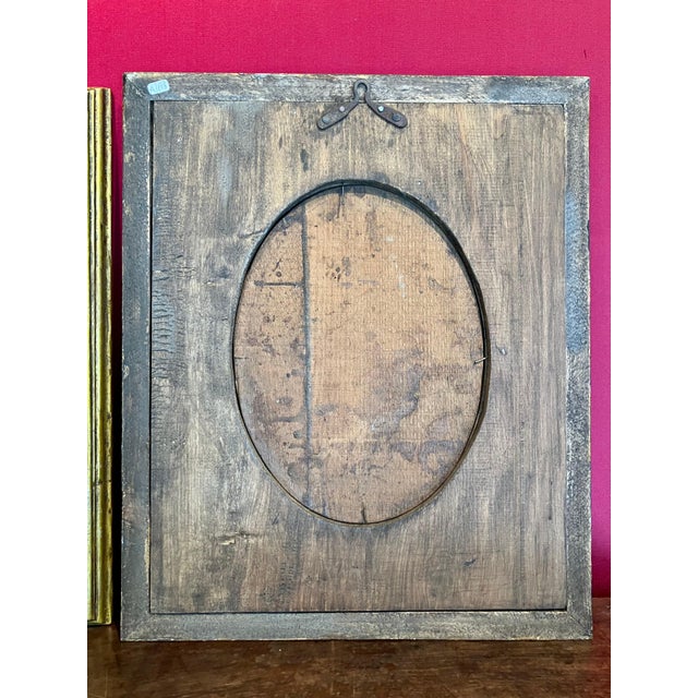 Gesso Medallions of Saints Peter and Paul in Gilded Oval Frames with Silk Panels, 1890s For Sale - Image 17 of 18