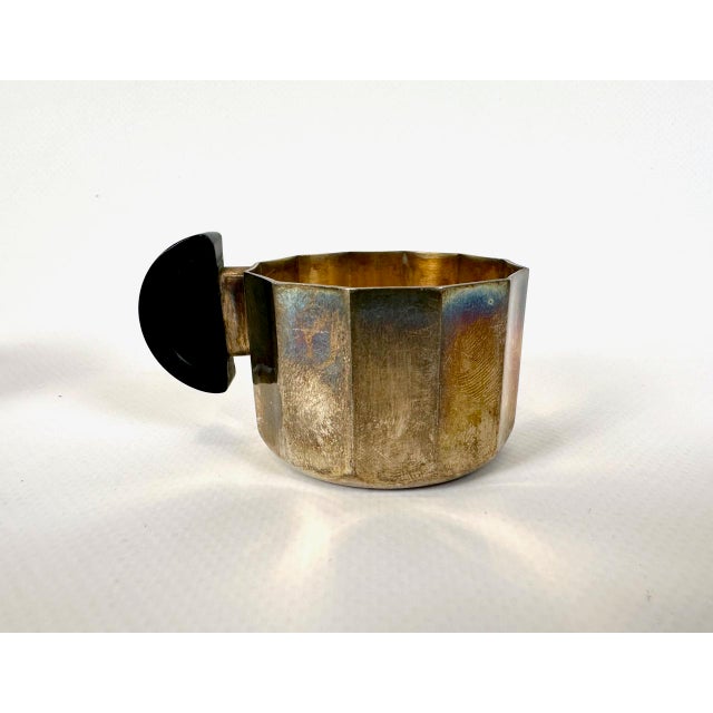 Bauhaus Silver-Plated Mocha Cups with Bakelite Handles, 1930s, Set of 6 For Sale - Image 12 of 13