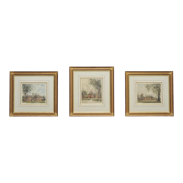 Set of 3 Josef Eidenberger Williamsburg Architectural Etchings 1977 For Sale