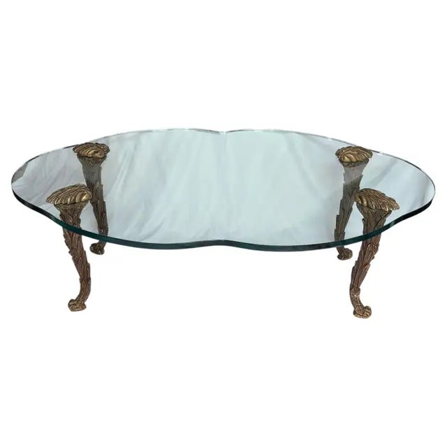 Maison Charles Hollywood Palm Regency Giltwood and Glass Cocktail Table Maison Charles Style For Sale - Image 4 of 14