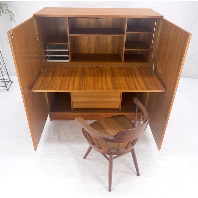 Danish Teak Mid Century Modern Drop Front Secretary Box Desk Cabinet MINT